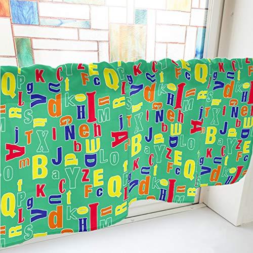 NOBORIYA のぼり屋 カフェカーテン アルファベット 1000×450mm 緑・41607 (1390717)