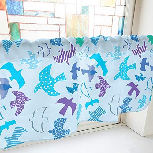 NOBORIYA のぼり屋 カフェカーテン 鳥 1000×450mm 青・41625 (1390726)