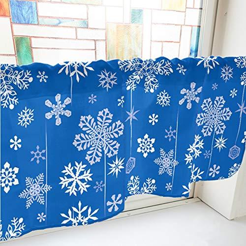 NOBORIYA のぼり屋 カフェカーテン 雪の結晶 1000×450mm 青・41651 (1390739)