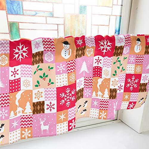 NOBORIYA のぼり屋 カフェカーテン クリスマス柄パッチワーク 1000×450mm 赤・41661 (1390744)