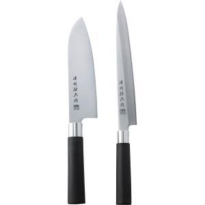 佐竹産業 濃州孫六作 料理包丁2本セット(和式丸柄) ブラック B-50CAS