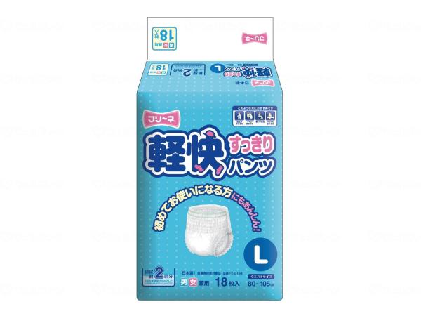 &nbsp;メーカー&nbsp;第一衛材&nbsp;商品カテゴリ&nbsp;トイレ・排泄介助＞大人用おむつ・紙パンツ&nbsp;発送目安&nbsp;1日〜2日以内に発送予定（土日祝除）&nbsp;お支払方法&nbsp;銀行振込・クレジットカード&nbsp;送料&nbsp;送料無料&nbsp;特記事項&nbsp;&nbsp;その他&nbsp;※※※※※※※※※※※※※※※※※ 仕様 ※※※※※※※※※※※※※※※※※お体の状態 自立ができる方・トイレ誘導の方・車いすの方・ベッドで座れる方種類 外側用おむつ製品タイプ パンツ式サイズ Lサイズ排尿回数 約2回枚数 18 枚性別 男女共用消臭 ○1枚あたりの価格 84 円
