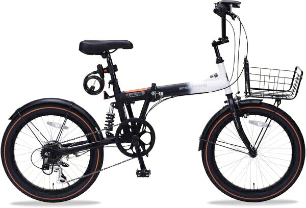 池商 折畳セミファットバイク20・6段ギア・リアサス/バスケット付 ホワイト/ブラック MF-208SE【沖縄・離島への配送不可】