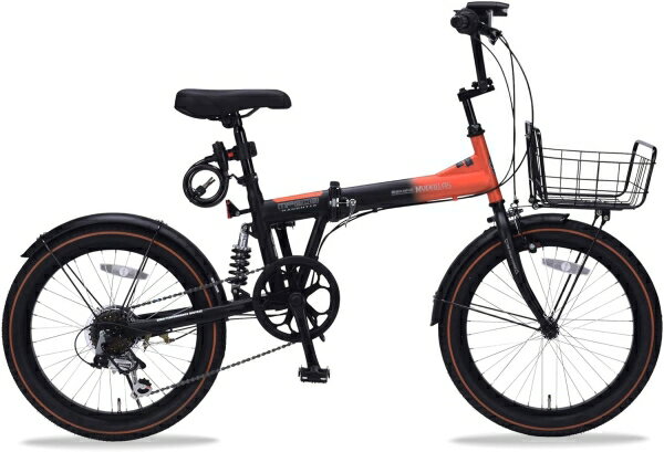 池商 折畳セミファットバイク20・6段ギア・リアサス/バスケット付 ブラック/オレンジ MF-208SE【沖縄・離島への配送不可】