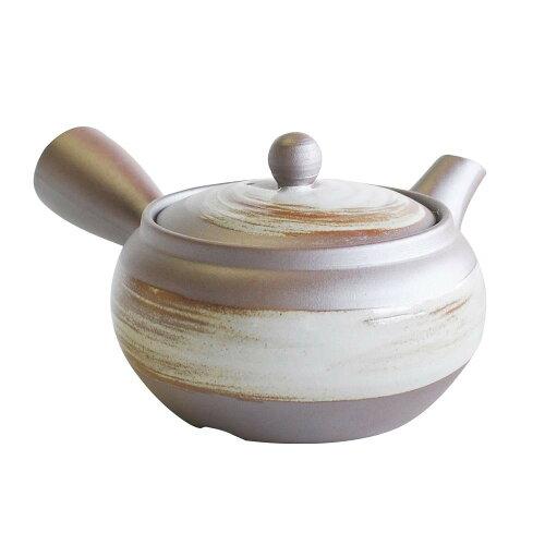 マルヨシ陶器 B-7443 急須 2.0号平形(白ハケ目) 萬古焼 (2244169)