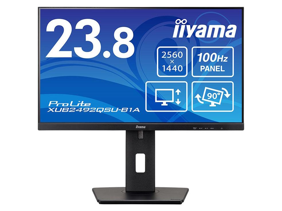 マウスコンピューター ＜ProLite＞23.8型 ワイド液晶ディスプレイ ProLite XUB2492QSU-B1A(2560x1440/IPS方式パネル/HDMI/DisplayPort/昇降/回転/ブラック)(XUB2492QSU-B1A)