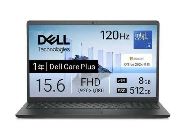 DELL デル ND25-FWHBB Dell Dell 15 DC15250 Windows 11 Home 15.6型（インチ） Core i3 メモリ8GB SSD 512GB 1920×1080 Webカメラ有り Office有り ブラック系