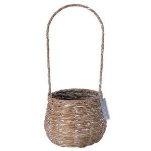 ケー・イー・アイ PE素材シャビー加工バスケット 手つきラウンド M・S ブラウン/ナチュラル (5519-B-BR)【入数:2】