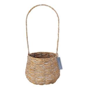 ケー・イー・アイ PE素材シャビー加工バスケット 手つきラウンド M・S ブラウン/ナチュラル (5519-B-NA)【入数:2】