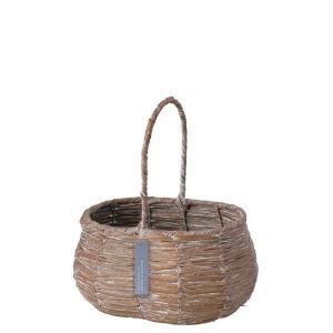 ケー・イー・アイ PE素材シャビー加工バスケット 手つきオーバル M・S ブラウン/ナチュラル (5520-B-BR)【入数:2】