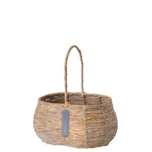 ケー・イー・アイ PE素材シャビー加工バスケット 手つきオーバル M・S ブラウン/ナチュラル (5520-B-NA..