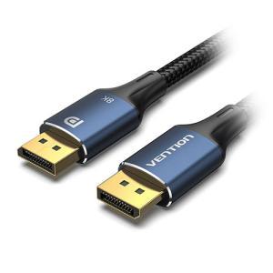 VENTION DP Male to Male HDケーブル コットン編み 8K対応 1M Blue アルミニウム合金(HC-2847)