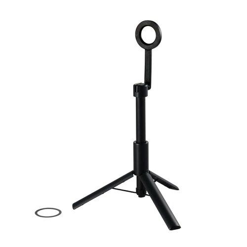 ELECOM エレコム マグネットスマホ三脚/床置き/メタルプレート付属/ブラック(P-STMFBK)