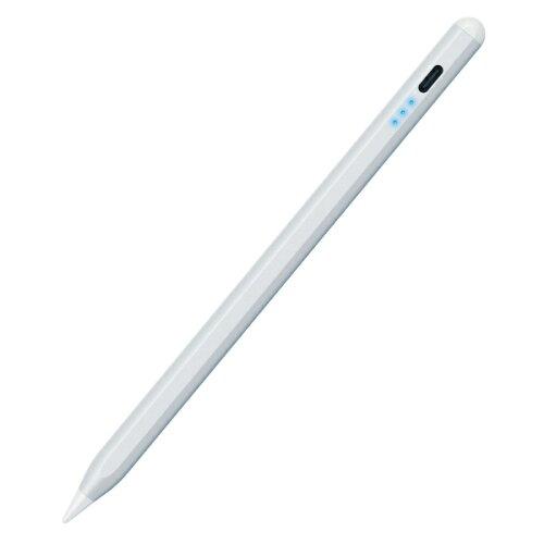 ELECOM エレコム タッチペン/充電式/iPad専用/パームリジェクション対応/傾き検知/磁気吸着/USB-C充電/急速充電/ペン先交換可能/シルバー