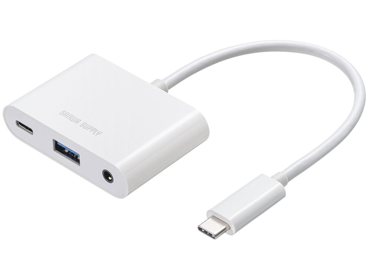 SANWASUPPLY サンワサプライ イヤフォンジャック付きType-Cハブ(USB-5TCPA23W)