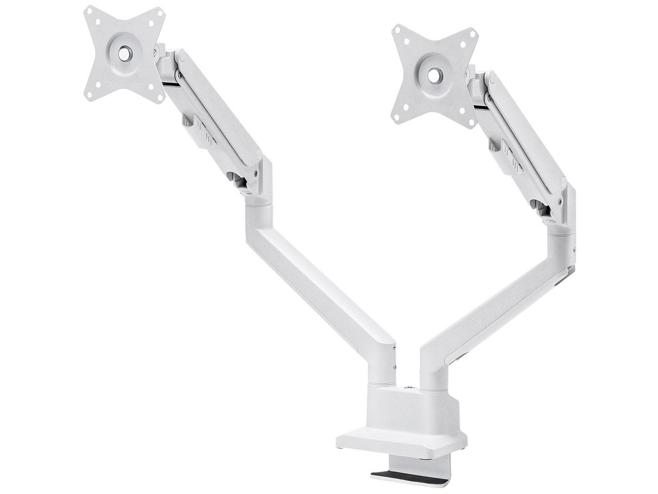 SANWASUPPLY サンワサプライ モニターアーム(デュアル・ガススプリング式・薄型ショートクランプ・ホワイト)【CR-LAC2403W】