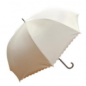 藤田屋 雨晴兼用婦人長傘 60cm 雨晴ドーム型 無地ヒートカット ベージュ UJ-2561(SH) (2219267)