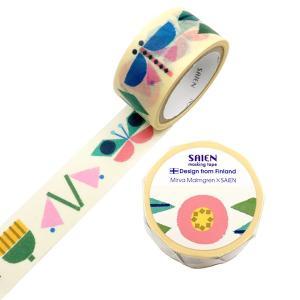 カミイソ産商 Mirva Malmgren×SAIEN マスキングテープ Geometric garden(幾何学的な庭)20mm×5m巻 (TR4060)