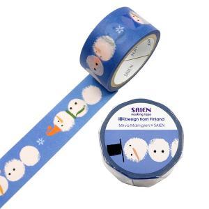 カミイソ産商 Mirva Malmgren×SAIEN マスキングテープ Snowmen(雪だるま)20mm×5m巻 (TR4061)