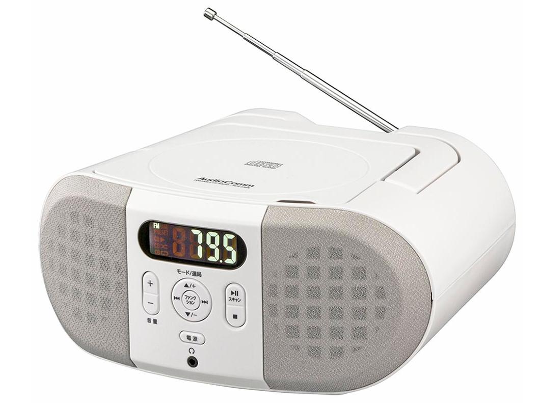 【在庫限即納】OHM オーム電機 CDラジオ(2電源対応/AM、FM各最大20局/単2形×6本使用/ホワイト) RCR-230N