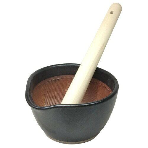 Ramen Bowls - 【在庫限即納】元重製陶所(Motoshige Seitoujo) 元重製陶所 国産 もとしげすり鉢 すりこぎセット 黒マット 中(15cm) (1764656)