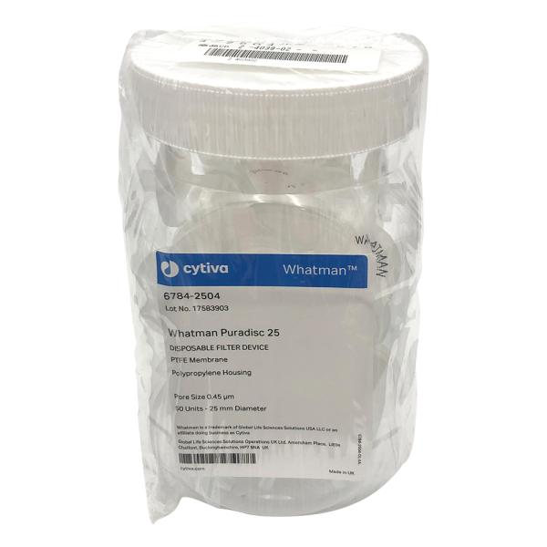 アズワン シリンジフィルター　PTFE　0.45μm 6784-2504 1箱(50個入)