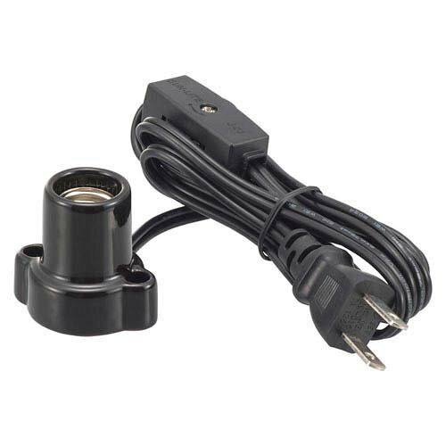 OHM オーム電機 磁器レセップ(ロータリー式中間スイッチ付/コード付/1.5m/1A-250V 口金E17用/ブラック) HS-L1715ZRS-K