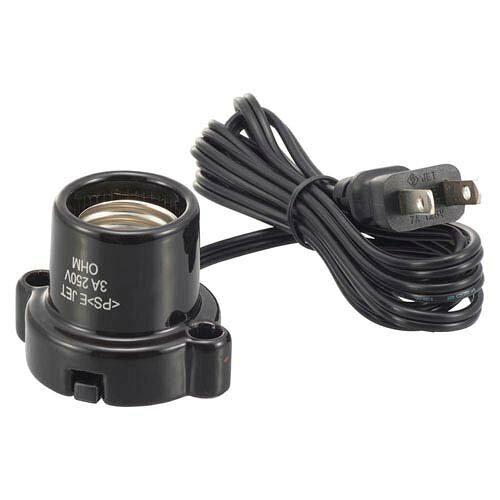 OHM オーム電機 磁器レセップ(コード付/1.5m/3A-250V 口金E26用/ブラック) HS-L2615ZR-K