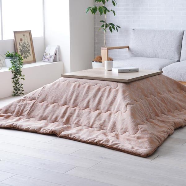 Coverlet - イケヒコ こたつ布団 単品 北欧テイスト ジャパンディテイスト 和小紋 オレンジ 正方形 約190×190cm
