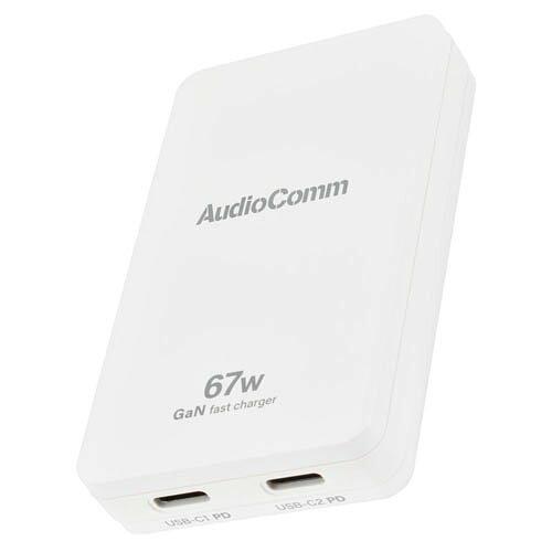 Rakuten - OHM オーム電機 スリムPDチャージャー(USB PD×2/最大67W/薄型14mm名刺サイズ/GaN採用/収納式プラグ/ホワイト) MAV-AP670N