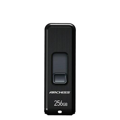 アーキサイト ＜ARCHISS＞USB3.2(Gen1)フラッシュメモリ 256GB スライド式 ブラック(AS-256GU3-PSB)