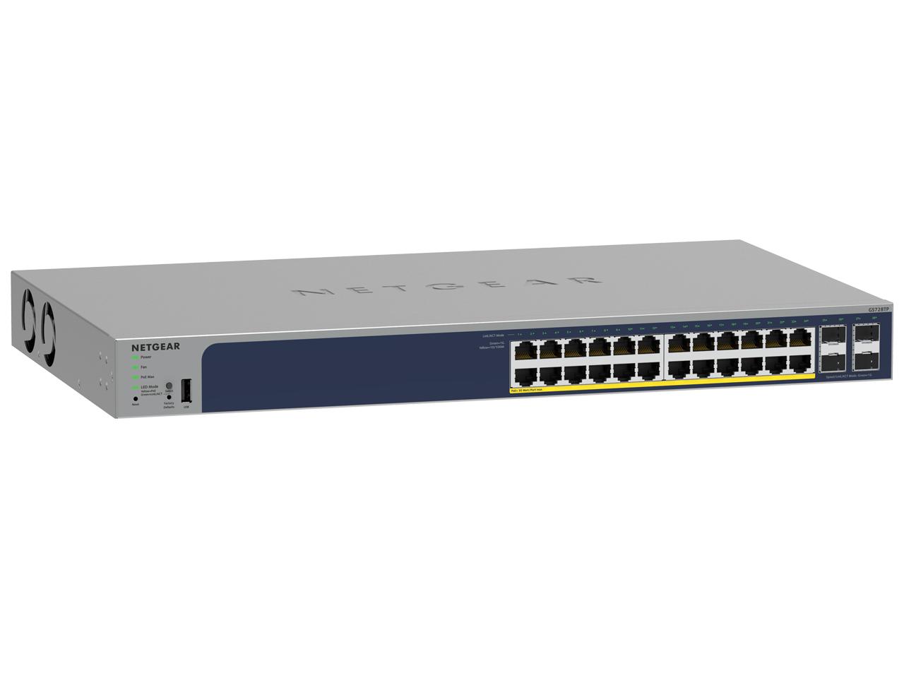 NETGEAR ネットギア POE+対応 (190W) ギガビット24ポート L2+ アプリ＆クラウドスマートスイッチ(GS728TP-300JPS)