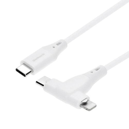 オウルテック 超柔らか 2 in 1ケーブル PD60W 1m ホワイト(OWL-CBSCLC10-WH)