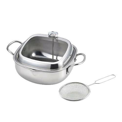 IH爐不適用 - タマハシ(TAMAHASHI) 食彩亭 ステンレス角型天ぷら鍋(20cm)すくい油切り付 TP-21A