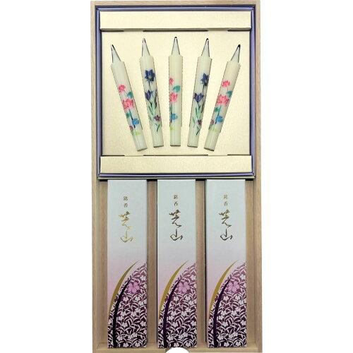 日本香堂 銘香芝山 絵ろうそく5本セット(桐箱入) 65019