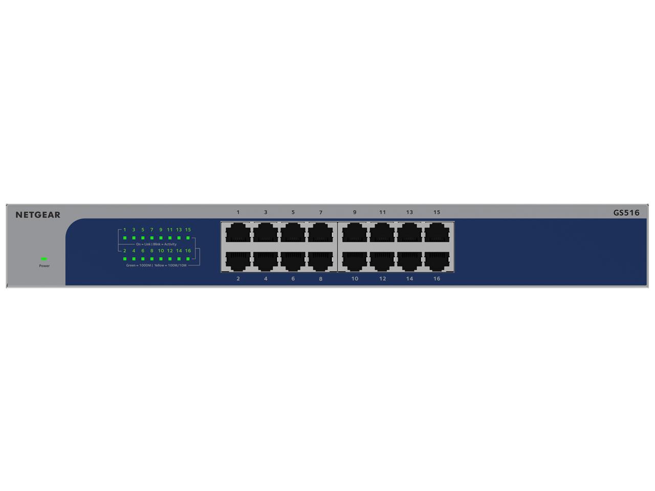 NETGEAR ネットギア GS516 ギガ16ポート アンマネージ・スイッチ(GS516-300JPS)