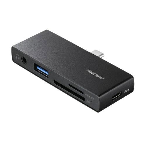 SANWASUPPLY サンワサプライ USB 5Gbps Type-C カードリーダー(USB 2ポート搭載)【ADR-5TCSDP3BK】