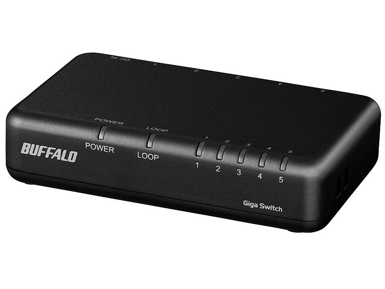 BUFFALO バッファロー Giga5ポート スイッチングハブ 電源外付け プラスチック筐体 マグネット付属 ブラック(LSW7-GT-5EP/BK)
