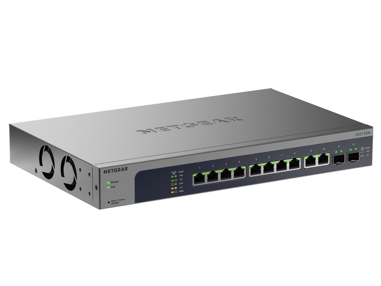&nbsp;メーカー&nbsp;NETGEAR ネットギア&nbsp;商品カテゴリ&nbsp;ネットワーク機器＞スイッチングハブ&nbsp;発送目安&nbsp;1日〜2日以内に発送予定（土日祝除）&nbsp;お支払方法&nbsp;銀行振込・クレジットカード&nbsp;送料&nbsp;送料無料&nbsp;特記事項&nbsp;&nbsp;その他&nbsp;[L2スイッチ]100/1G/2.5G/5G/10G 対応ポートを10ポート。SFP+を2ポートを搭載。ラックマウントキット付属。電源内蔵。 ◆ XS512EM マルチギガ対応 10G x10ポート イージースマートスイッチ。 100/1G/2.5G/5G/10G 対応ポートを10ポート。SFP+を2ポートを搭載。マルチギガポートは既存のCat5e/Cat6ケーブルを流用して2.5G/5Gといったスピードを実現できます。ループ検知、VLAN、QoS、ポートミラーリング、ケーブルテスト機能をサポート。IPアドレスも設定できるのでPingによる死活監視も可能です。ラックマウントキット付属。電源内蔵。