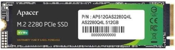 Apacer Technology SSD 512GB M.2 PCIe Gen4 x 4 NVMe 最大読込速度 3600MB/s 最大書込速度 3000MB/s AS2280Q4L AP512GAS2280Q4L-1
