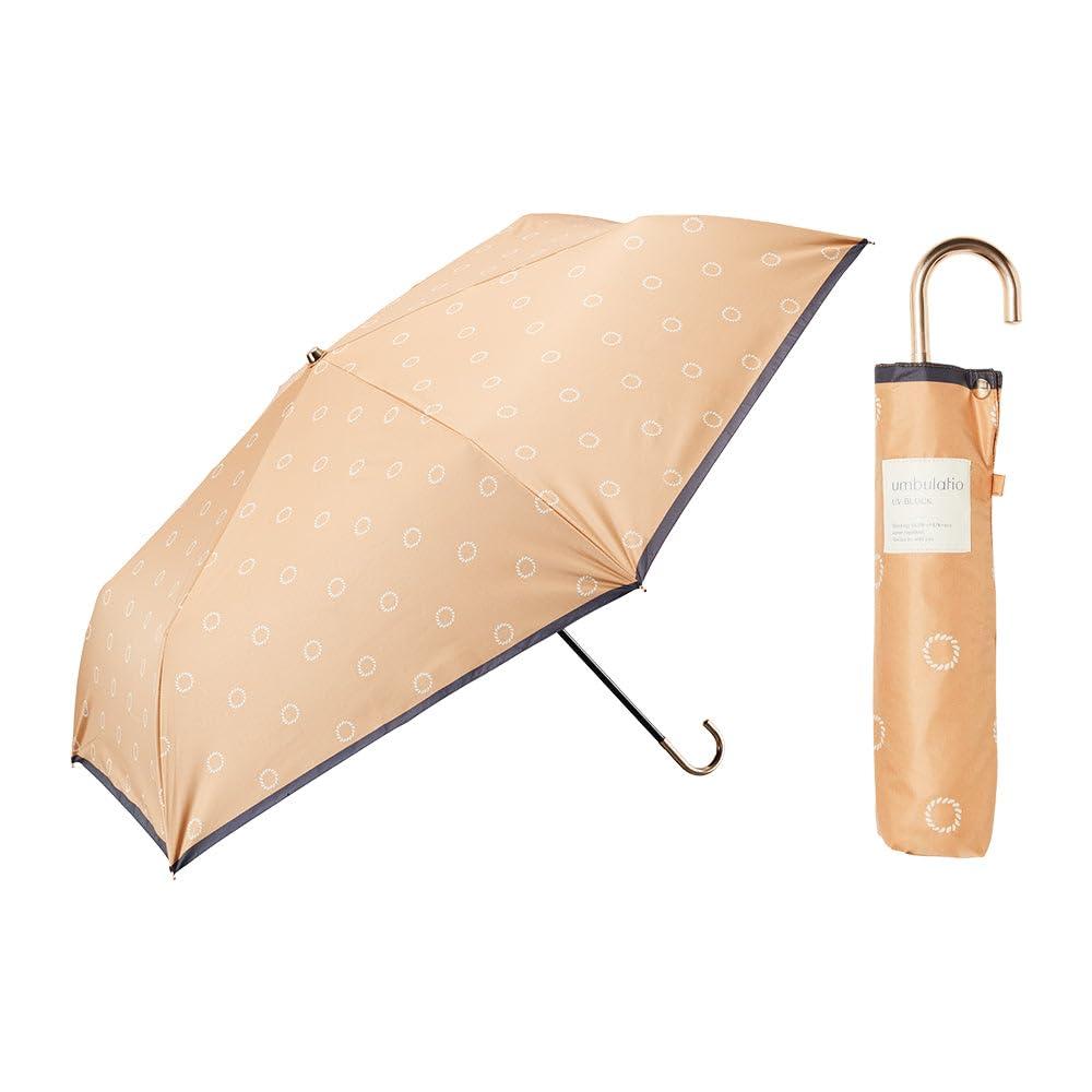 Rakuten - ウォーターフロント(Waterfront) umbulatio スレンダーハンドルUVブロック 折りたたみ傘 53cm ロープドット ソフトオレンジ S353-0878OG1-BA (2206566)