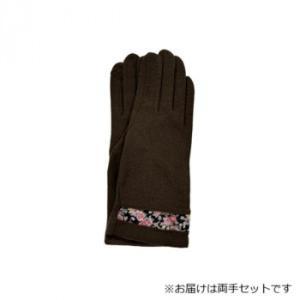 トモクニ 婦人用手袋 アクリル小花柄プリント (スマホ対応) 茶(2) 002355221 (2265523)