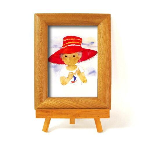 太田アート ナチュラルイーゼル付(ちひろ絵はがき一枚入り) 1437840・赤い帽子(縦) (8584al)