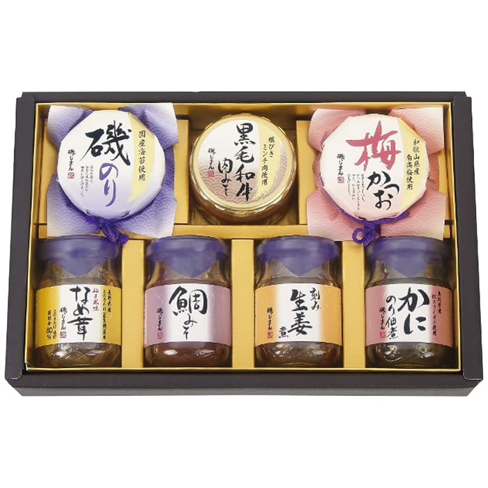&nbsp;メーカー&nbsp;磯じまん&nbsp;商品カテゴリ&nbsp;グルメギフト＞グルメギフト&nbsp;発送目安&nbsp;2日〜3日以内に発送予定（土日祝除）&nbsp;お支払方法&nbsp;銀行振込・クレジットカード&nbsp;送料&nbsp;送料無料&nbsp;特記事項&nbsp;&nbsp;その他&nbsp;素材の良さを大切に、丹精込めた「ご飯のお供」の瓶詰めセットです。真心をこめた贈り物にどうぞ。