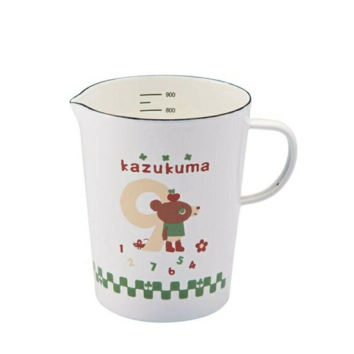 Scales - 豊琺瑯(Yutaka Horo) かずくま ホーローメジャーカップ・L ・ 930ml 計量カップ 混ぜ合わせ ドレッシング ソース作り 水差し (KAZ-2408)