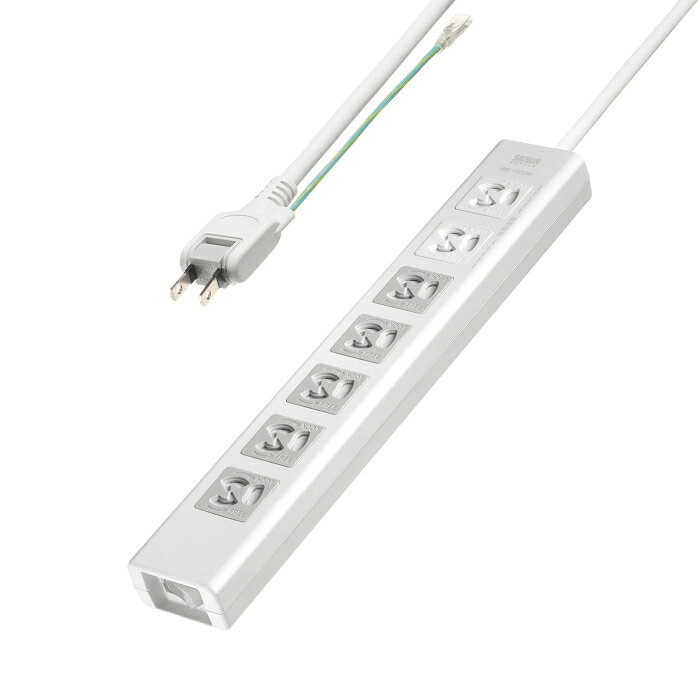 &nbsp;メーカー&nbsp;SANWASUPPLY サンワサプライ&nbsp;商品カテゴリ&nbsp;PCアクセサリ・サプライ＞電源タップ&nbsp;発送目安&nbsp;1日〜2日以内に発送予定（土日祝除）&nbsp;お支払方法&nbsp;銀行振込・クレジットカード&nbsp;送料&nbsp;送料無料&nbsp;特記事項&nbsp;&nbsp;その他&nbsp;[サンワサプライ][電源タップ]3P抜け止め7個口、集中スイッチ、マグネット、シャッター付き、雷ガード付きタップ。 ◆ 集中スイッチで5個口をオン/オフすることができます。2個口は常時通電口(差込口が白色)となっており、常に通電している機器の接続に便利です。差込口は、3P抜け止めシャッター仕様の7個口タップです。プラグはトラッキング火災予防に有効な絶縁キャップ付き2Pスイングプラグを採用しています。スチールデスクなどに仮固定できるマグネット付きです。通電状態が一目で確認できる、ランプ付き集中スイッチ付です。雷サージ吸収素子内蔵で雷から機器をガードできます。環境に優しい簡易ビニール(PE素材)包装を採用しています。