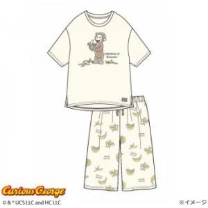 ギャルソンヌ レディスパジャマ おさるのジョージ 天竺 半袖・ハーフパンツTスーツ アイボリー 170046 Mサイズ (2298602)