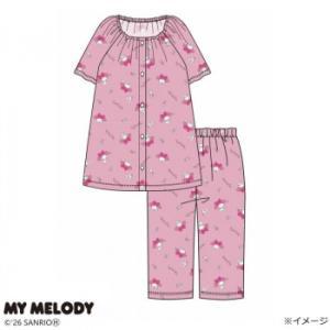 ギャルソンヌ レディスパジャマ 天竺 サンリオ マイメロ 前開き半袖・6分丈パンツ ピンク 170016 Mサイズ (2298618)
