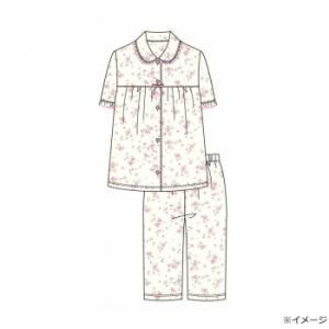 ギャルソンヌ レディスパジャマ 梨地ジャガード ガーデンフラワー柄 胸切替 5分袖シャツ ピンク 171066 LLサイズ (2298716)