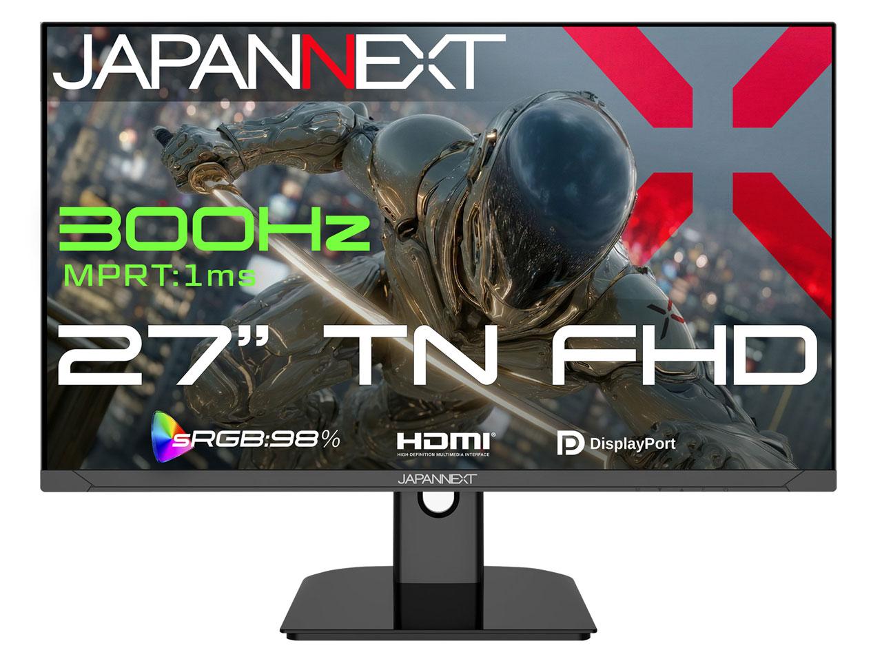 JAPANNEXT ゲーミング液晶ディスプレイ 27型/1920×1080/HDMI×2、DP×2/ブラック/スピーカー有/2年保証